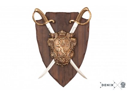 denix Panoply with coat of arms and 2 sabres