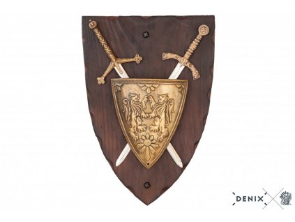 denix Panoply with coat of arms and 2 swords