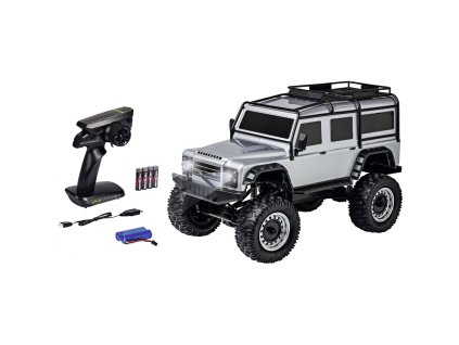 LAND ROVER DEFENDER Rock Crawler 4WD 1:8, stříbrná, 2,4 Ghz, LED + Voucher na další nákup
