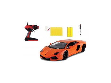 Siva Lamborghini Aventador LP 700-4, licencovaný model 1:14, LED, 100% RTR, oranžová