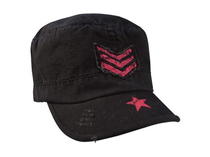 Čepice dámská PINK STRIPES, STAR A RIBBON rip-stop ČERNÁ