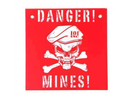 Cedule plastová DANGER! MINES! ČERVENO/BÍLÁ