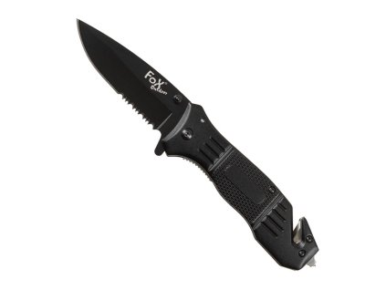 Nůž zavírací s řezákem a rozbíječem skla ČERNÝ