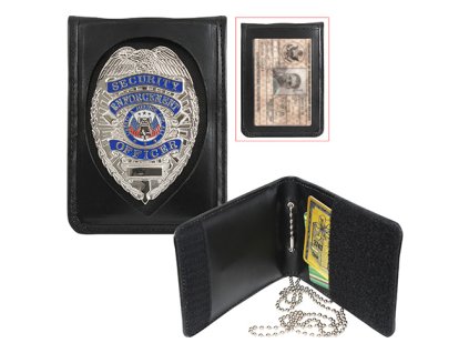 Pouzdro pro odznak, ID kartu a karty kožené ČERNÉ