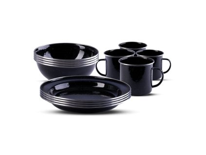Nádobí WESTERN smaltové set 12 ks ČERNÉ  + Doprava zdarma na další nákup