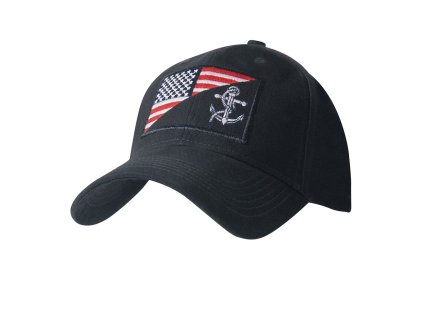 Čepice s vyšitým znakem US NAVY a US vlajky MODRÁ