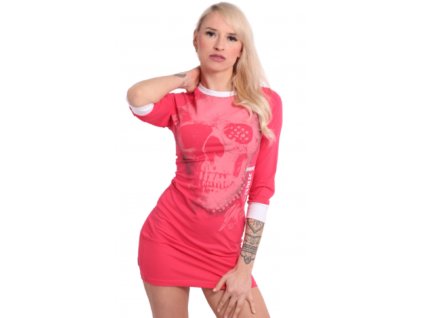 Yakuza dámské šaty Glowing Skull Bodycon GKB 17116 geranium  + Sleva 5% Zadejte v košíku kod "YAKUZA" a sleva je Vaše