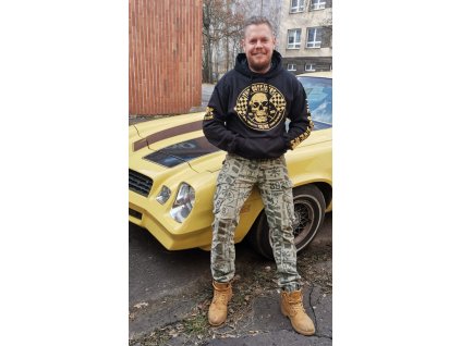 Pánská Mikina BLACK HEART TORS FLAG SKULL (Velikost M)