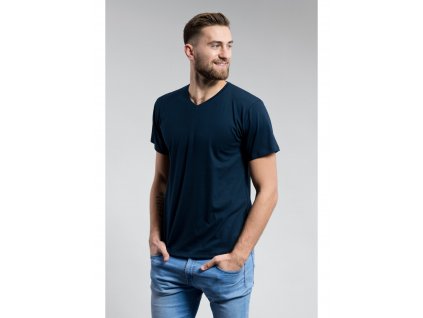 Pánská triko CityZen NAVY výstřih do V (Velikost S)