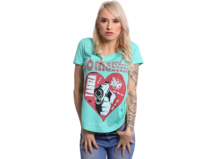 Dámské triko Yakuza Painted Gun Dye V-Neck GSB 18134 turquoise