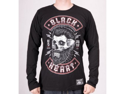 Pánské triko Black Heart BEARD SKULL LS (Velikost M)