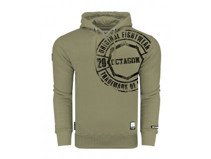 Pánská mikina s kapucí OCTAGON FW Stamp khaki (Velikost M)