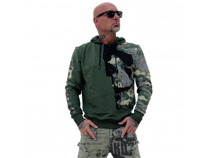 Pánská mikina s kapucí Yakuza Rising Skull 20095 green  + Sleva 5% Zadejte v košíku kod "YAKUZA" a sleva je Vaše