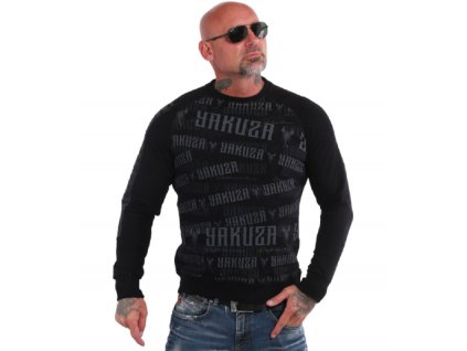 Pánská mikina Yakuza 893Allover Raglan 19015 black  + Sleva 5% Zadejte v košíku kod "YAKUZA" a sleva je Vaše