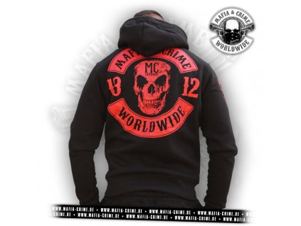 Pánská mikina s kapucí Mafia & Crime 1312 Patch black red (Velikost 4XL)