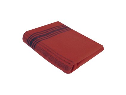 Deka vlněná s pruhy ČERVENÁ/TMAVĚ MODRÁ