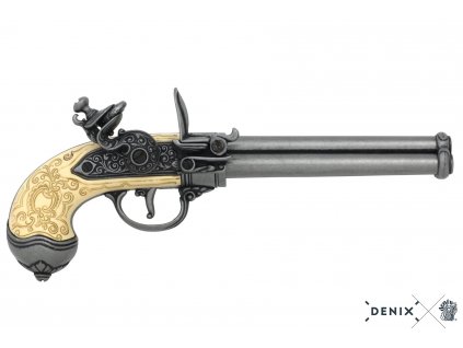 denix Flintlock pistol with 3 barrels Italy 1680
