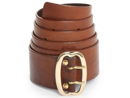 Široký opasek s mosaznou přezkou a dvěma trny