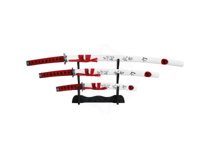 Čtyřdílná sada samurajských mečů "Red & White"