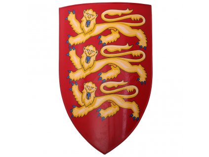 Středověký ocelový štít s erbem Richarda Lví srdce