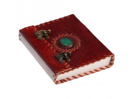Zápisník v kožené vazbě s kamenem na deskách