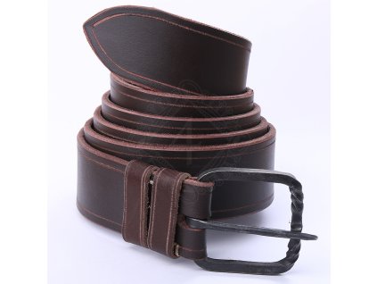 Kožený opasek s ručně kovanou železnou sponou