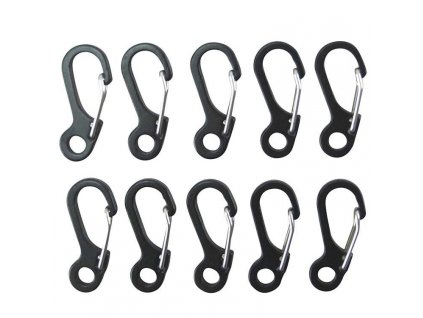 Karabiny s očkem 10 kusů ČERNÉ