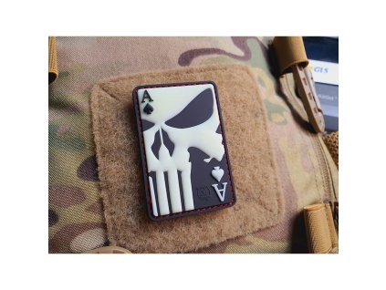 Nášivka PUNISHER ACE OF SPADES velcro GLOW IN THE DARK revers