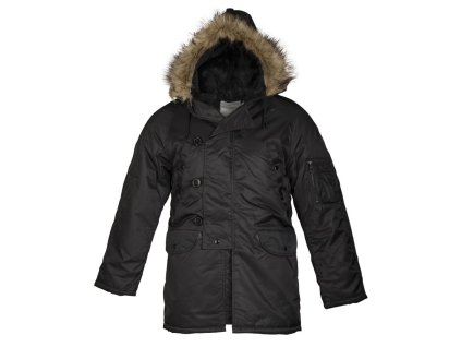 Bunda US pilotní N-3B dlouhá ČERNÁ (velikost XS)