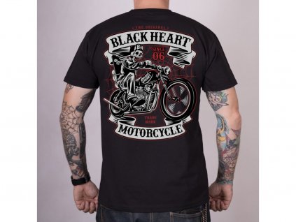 MOTORKÁŘSKÉ Tričko BLACK HEART SKELETON CHOPPER