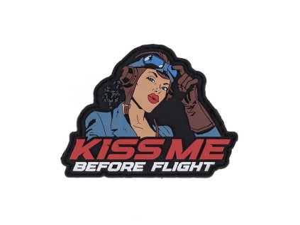 Nášivka 3D plastová KISS ME BEFORE FLIGHT velcro