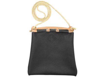 Černá vikinská kožená taška Haithabu s dřevěným rámem - Outlet