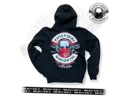 Pánská mikina se zipem Mafia & Crime Worldwide s maskou black (Velikost 3XL)