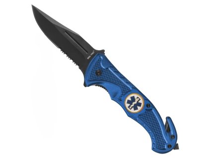 Nůž zavírací s klipsnou a řezákem RESCUE EMS MODRÝ