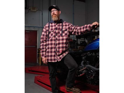 West Coast Choppers - MIKINA/BUNDA WCC SHERPA LINED FLANNEL JACKET - NAVY/RED (Velikost M)