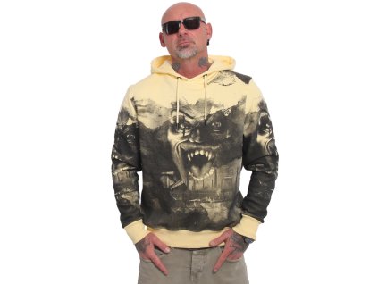 Yakuza Pánská mikina s kapucí Horror Allover 23010 pale banana (Velikost M)