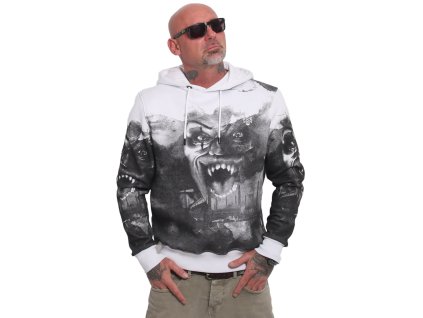 Yakuza Pánská mikina s kapucí Horror Allover 23010 white
