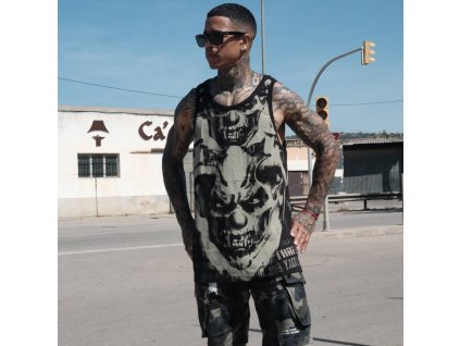 Pánské tílko Yakuza Afraid V02 Allover Slim 24046 black (Velikost M)