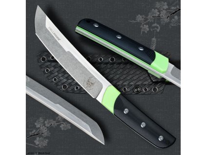 Moderní bojový nůž Tanto Dellinger Memento Mori, Kydex Green  + Doprava zdarma na další nákup