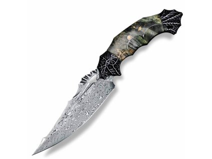 19002 10 lovecky damaskovy nuz dellinger majishan full damascus rwl 34 s kozenym pouzdrem