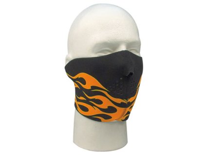 Polomaska neoprenová na obličej ČERNÁ S PLAMENY