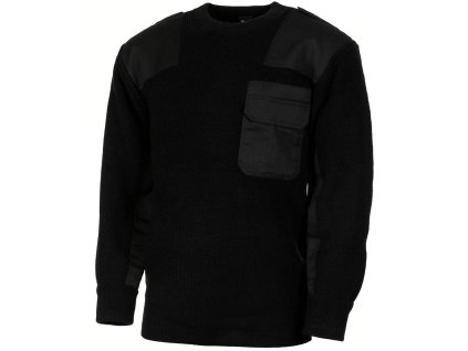 Svetr BW s náprsní kapsou a nárameníky ČERNÝ (velikost 50)