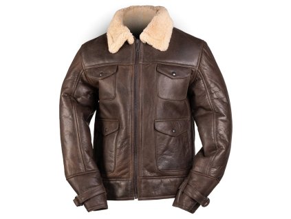 Bunda kožená US NAVY A4 SHEEPSKIN HNĚDÁ (velikost 3XL)