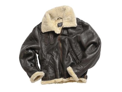 Bunda kožená US BOMBER B3 s límcem HNĚDÁ (velikost XL)