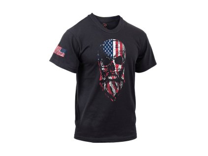 Triko motiv USA vousatá lebka ČERNÉ (velikost 3XL)