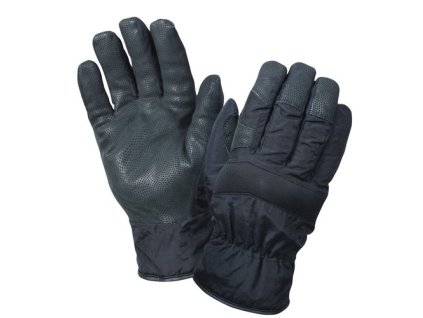 Rukavice zimní kombinace nylon/kůže ČERNÉ