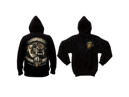 Mikina USMC BULLDOG s kapucí ČERNÁ (velikost M)