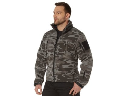 Bunda TACTICAL s kapucí softshell BLACK CAMO (velikost 3XL)