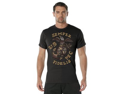 Triko USMC SEMPER FIDELIS ČERNÉ