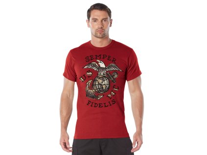 Triko USMC SEMPER FIDELIS ČERVENÉ (velikost 3XL)